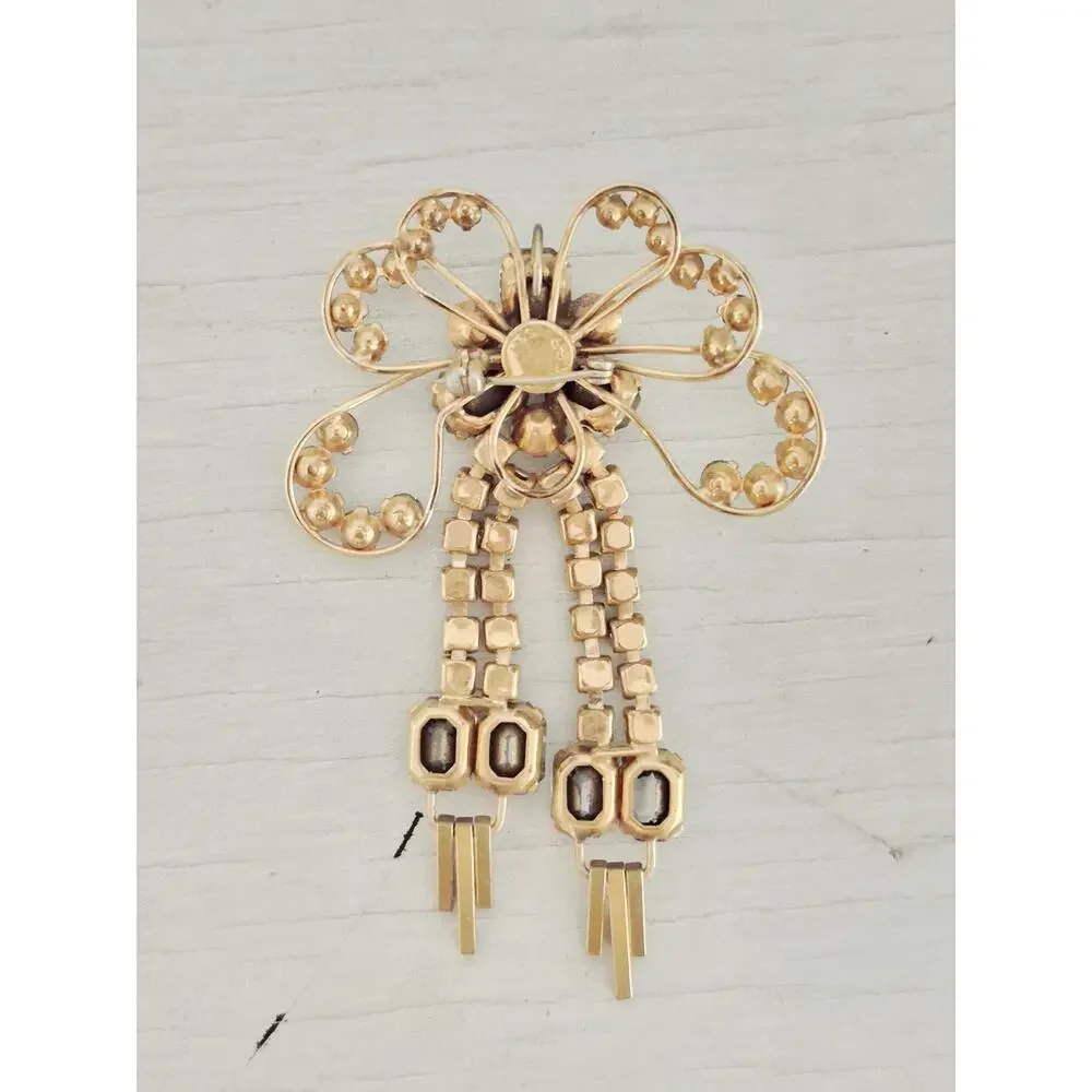 Vintage Marks & Spencer Gold-fill Dangle Rhinestone Brooch
